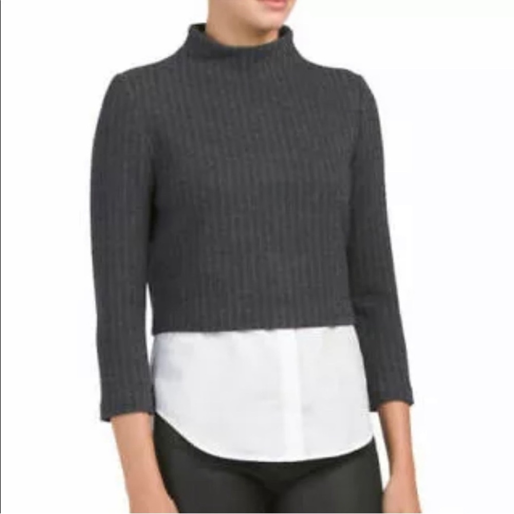 Theory Gracila Layered Wool Top in Orlene Stripe Sz L